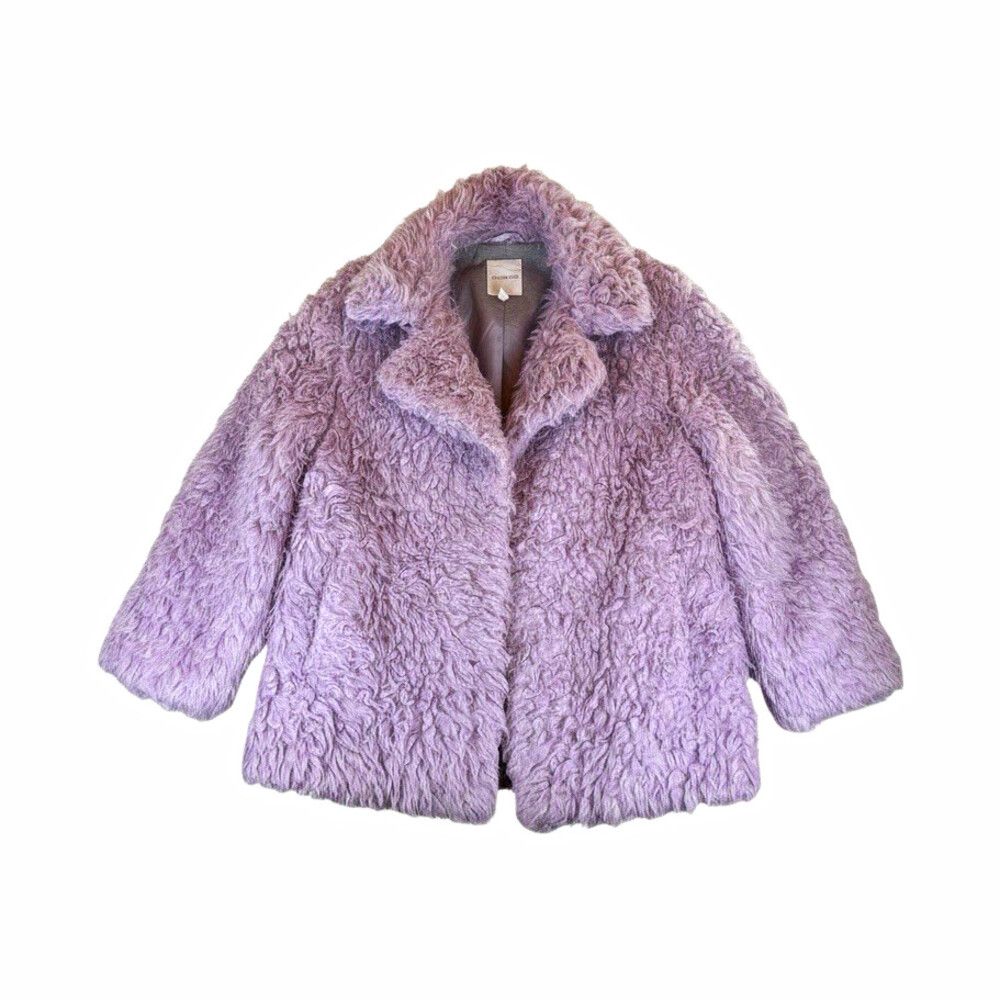 Avec Les Filles Purple Teddy Jacket Lined Faux Fur Fluffy Coat Women's XL